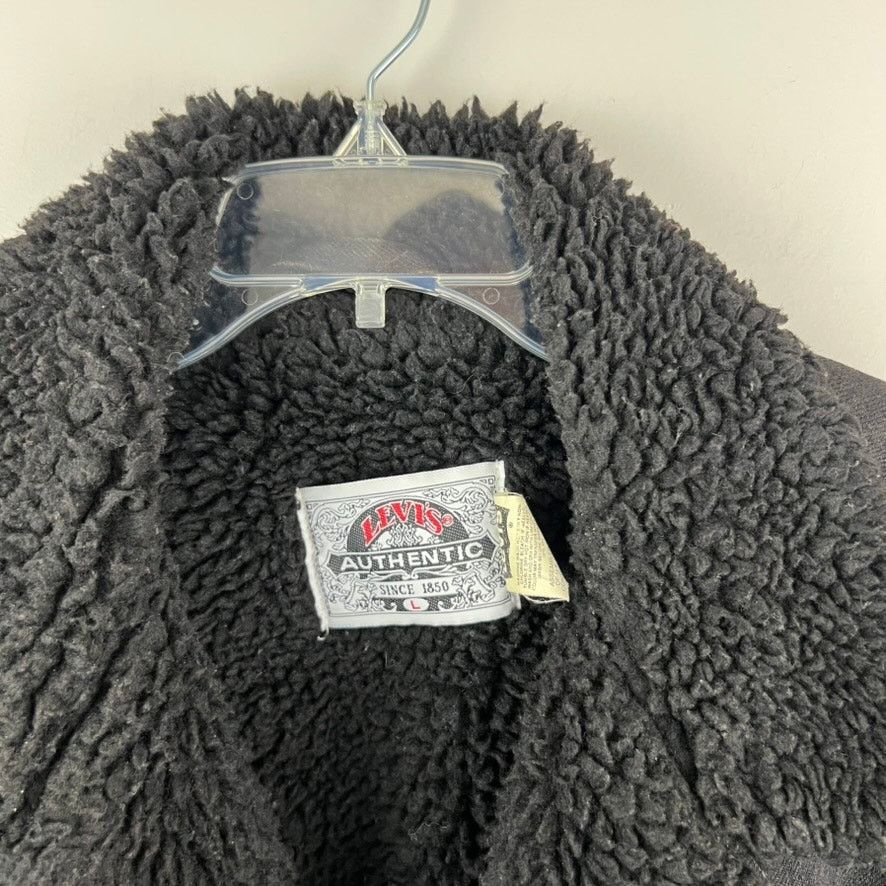 Levi's Levi's Authentic Sherpa Trucker Black Denim Jacket Size L Size US L / EU 52-54 / 3 - 4 Thumbnail