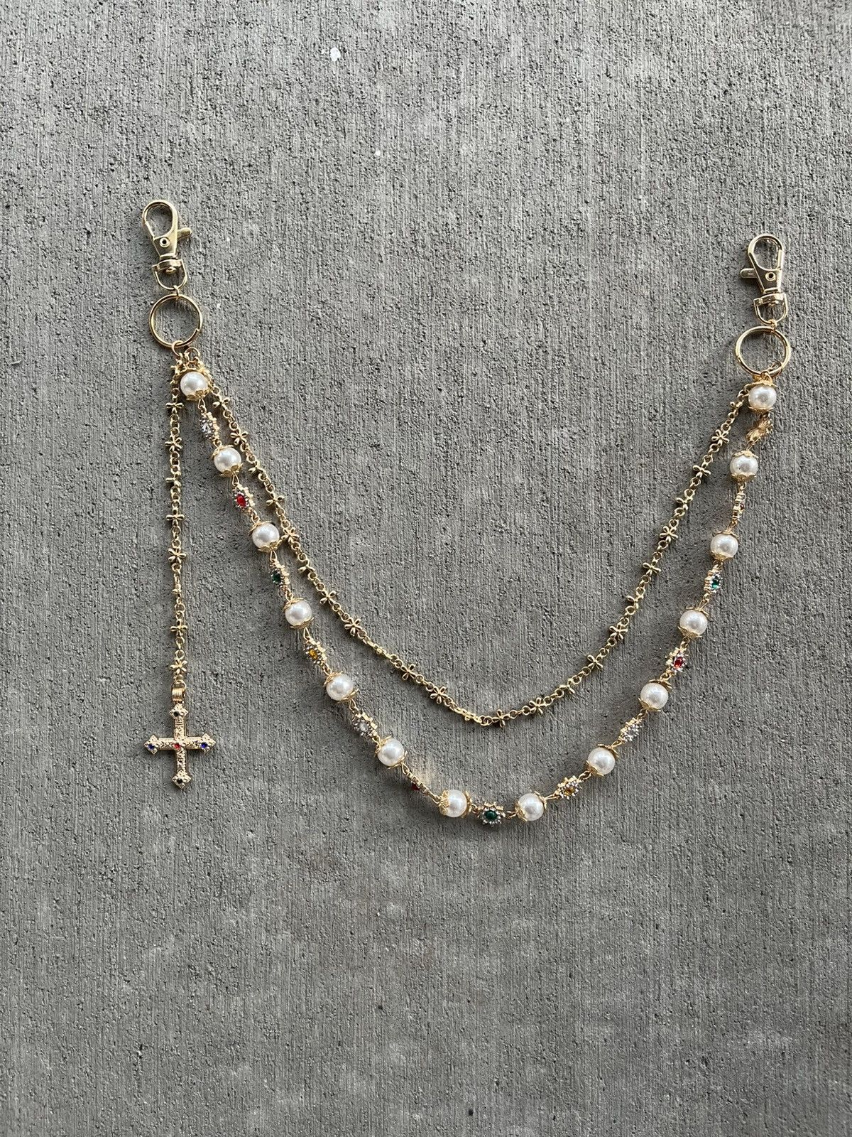Other Gold rosary rhinestone Jean chain Size ONE SIZE - 1 Thumbnail