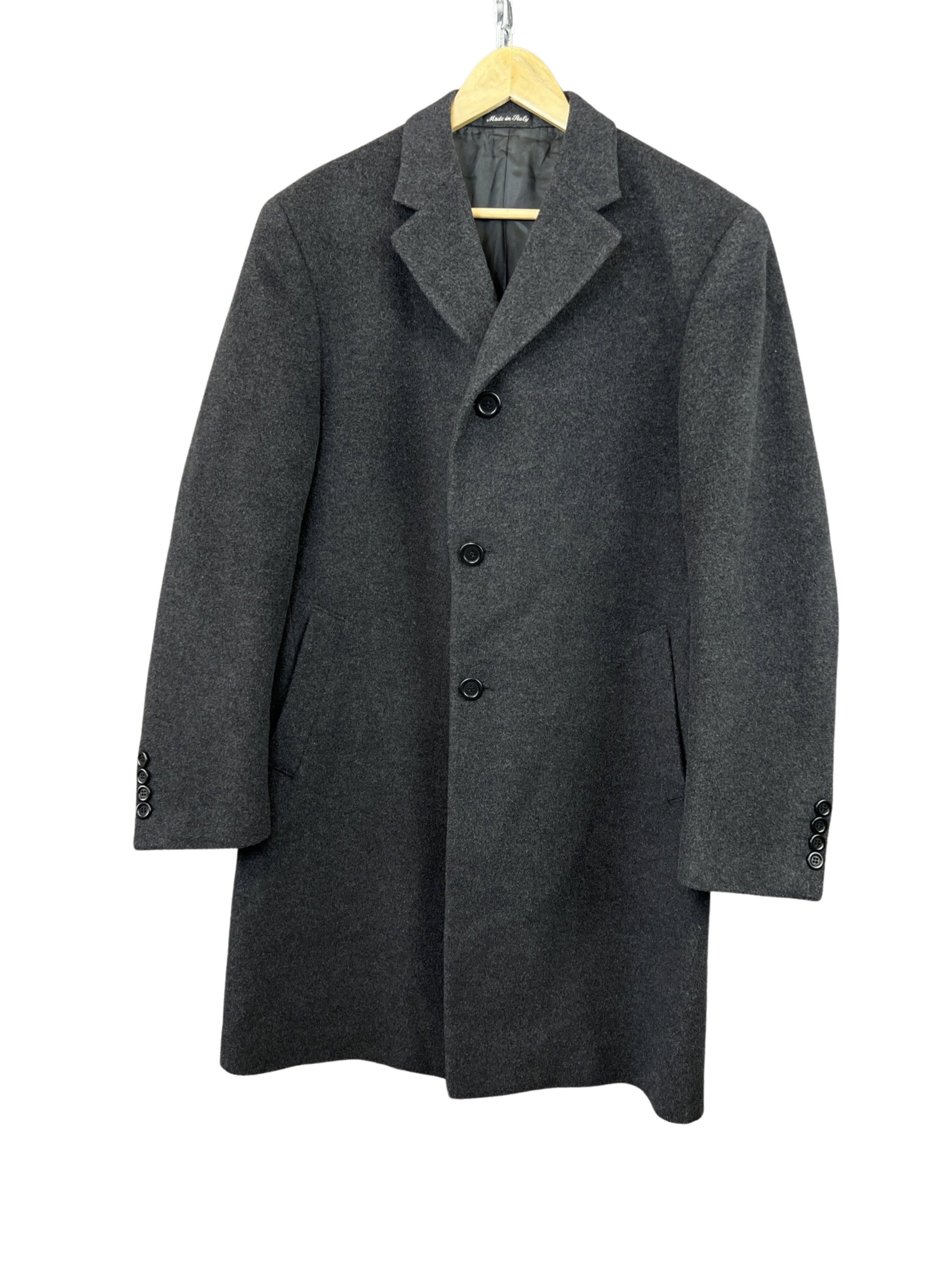 image of Vintage Pal Zileri Long Wool Coat 3 Button in Dark Gray, Men's (Size Large)