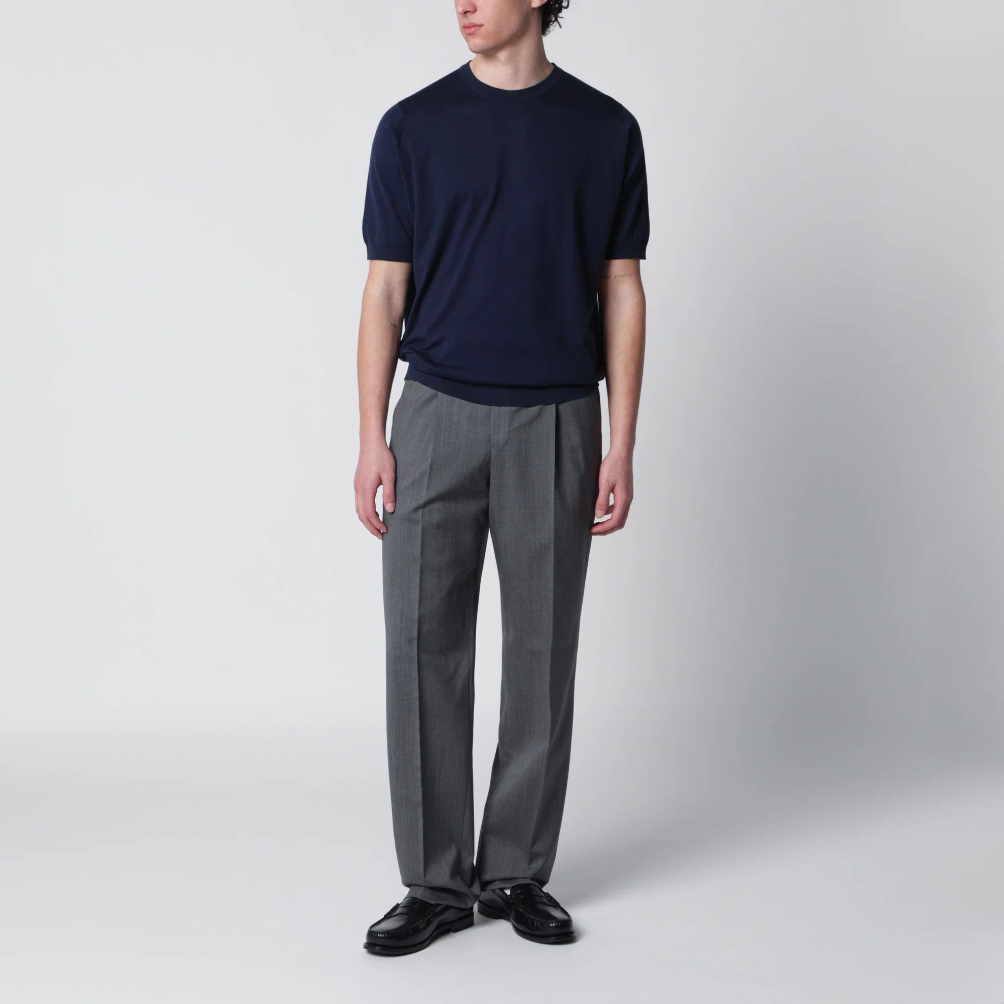 John Smedley o1d2blof0526 Cotton Sweater in Navy Blue Size US S / EU 44-46 / 1 - 1 Thumbnail