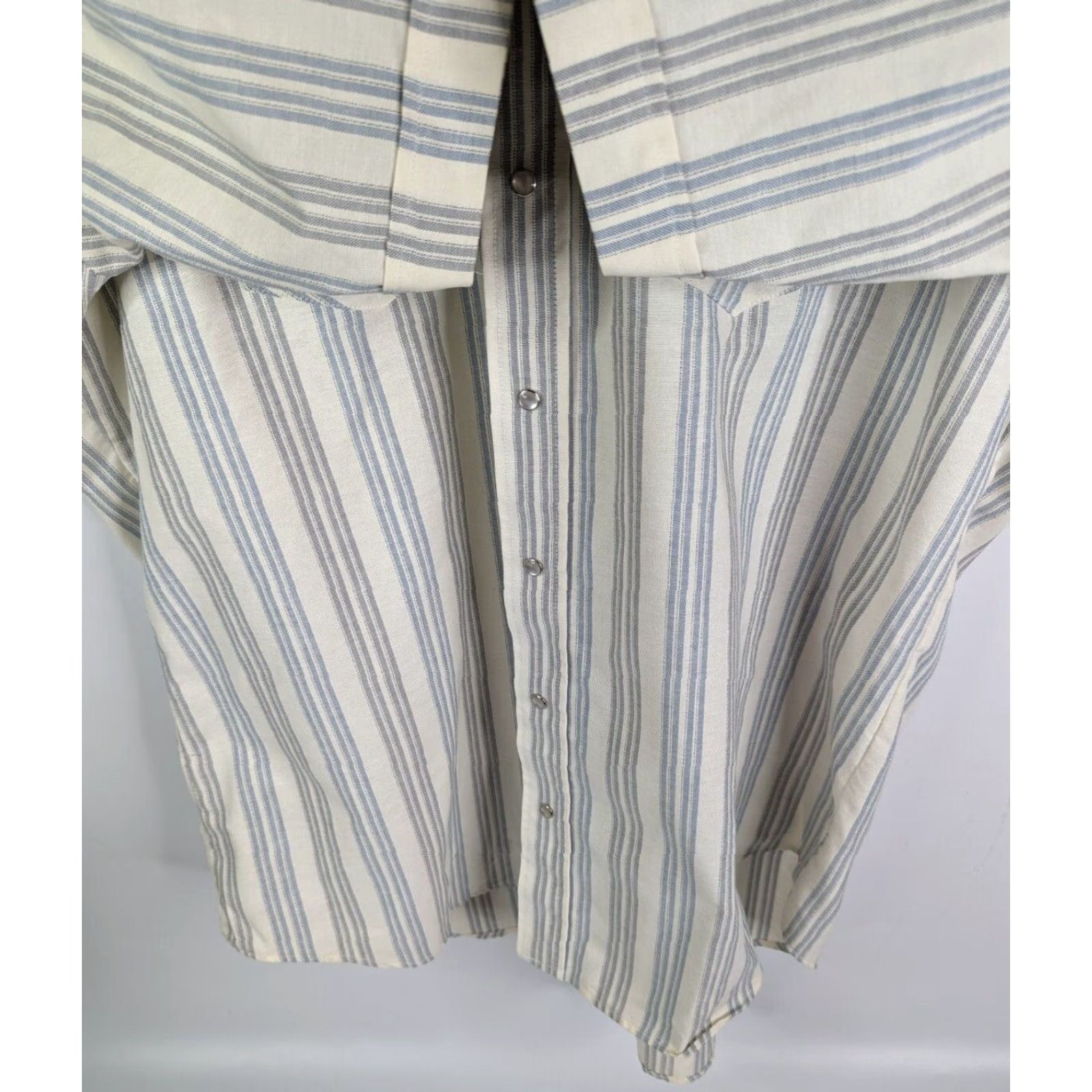 Vintage VINTAGE Ruddock Western Pearl Snap Shirt Big 18.5 65%polyester/35% Cotton Beige Short Sleeve Striped Button-Up Made in USA Mens Big & Tall Size US XXL / EU 58 / 5 - 3 Thumbnail
