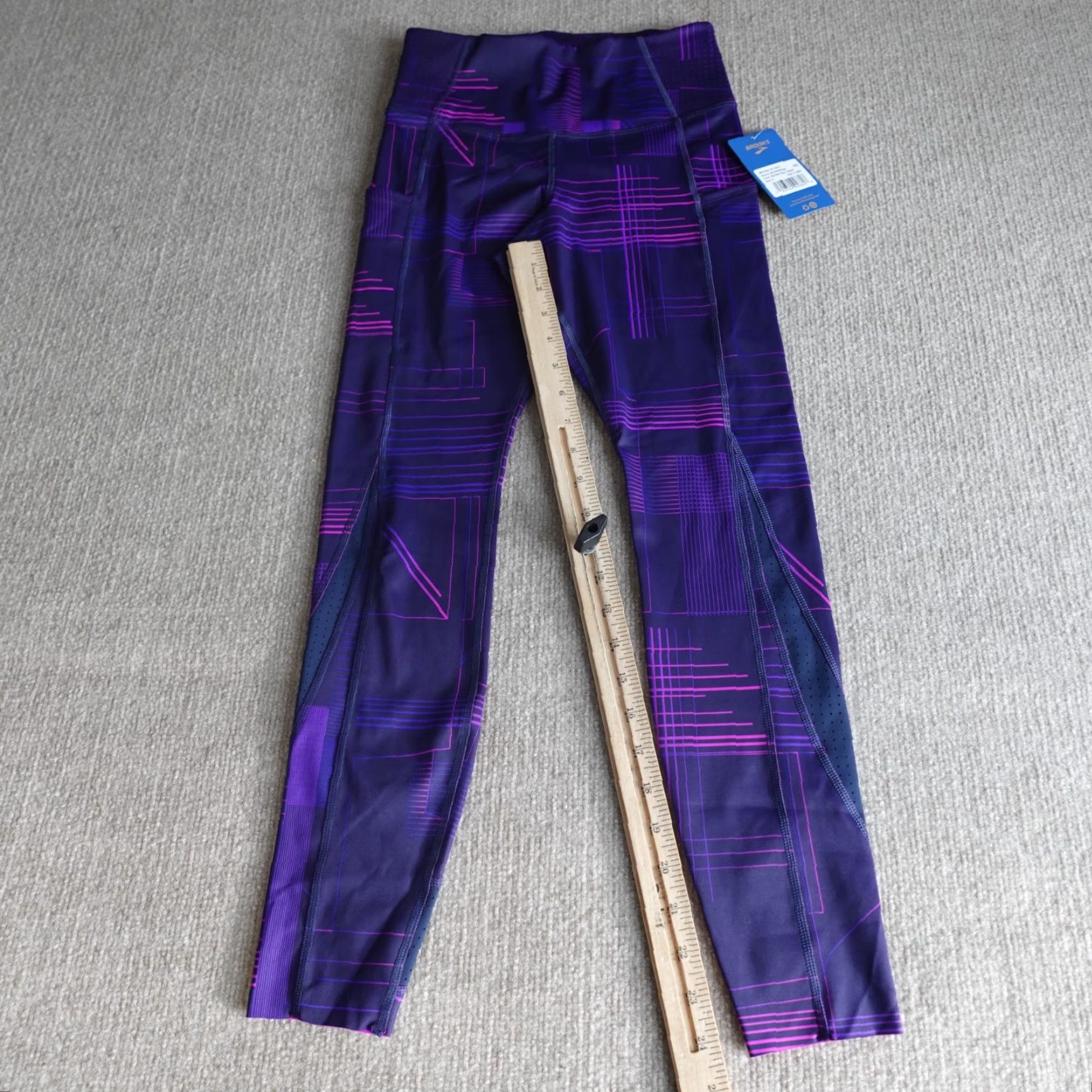 Brooks Brooks Womens Tights Small Blue Method 7/8 Matrix High Waisted NEW Size 28" / US 6 / IT 42 - 2 Thumbnail