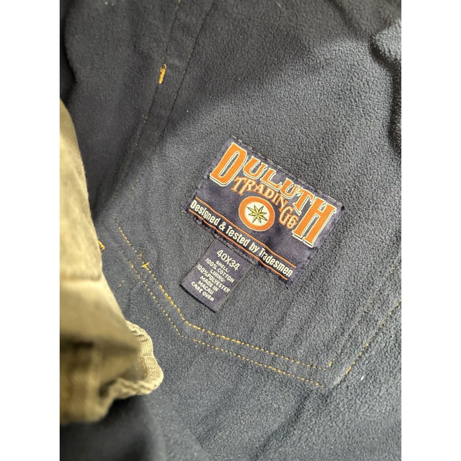 CO Duluth Jeans Mens 40x34 Blue Denim Work Carpenter Straight Lined 5-Pocket Zipper Button Casual Seasonal Regular Mens Size US 40 / EU 56 - 3 Thumbnail