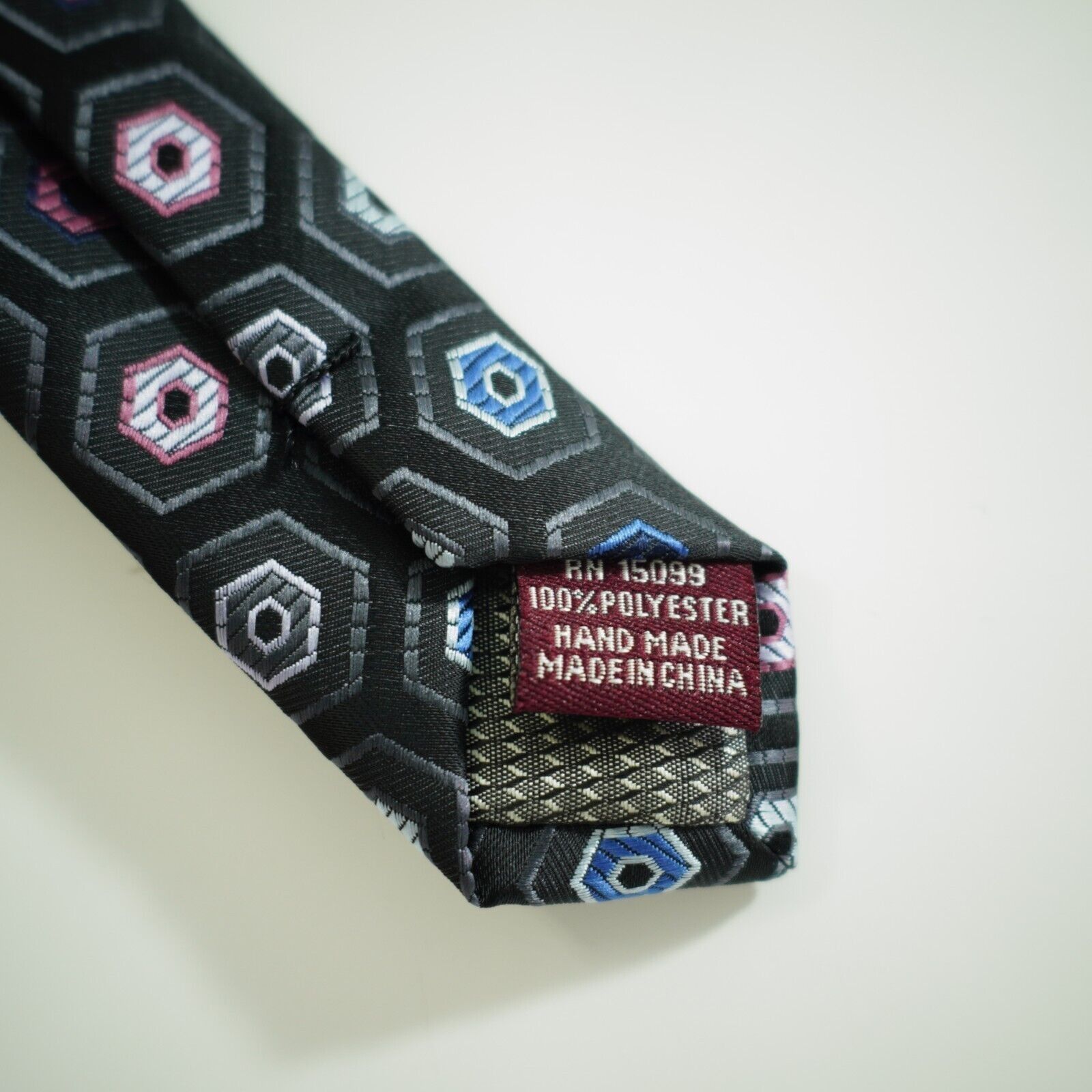 Covington Covington Gray Pink Blue Woven Geometric Polyester Tie Size ONE SIZE - 5 Thumbnail