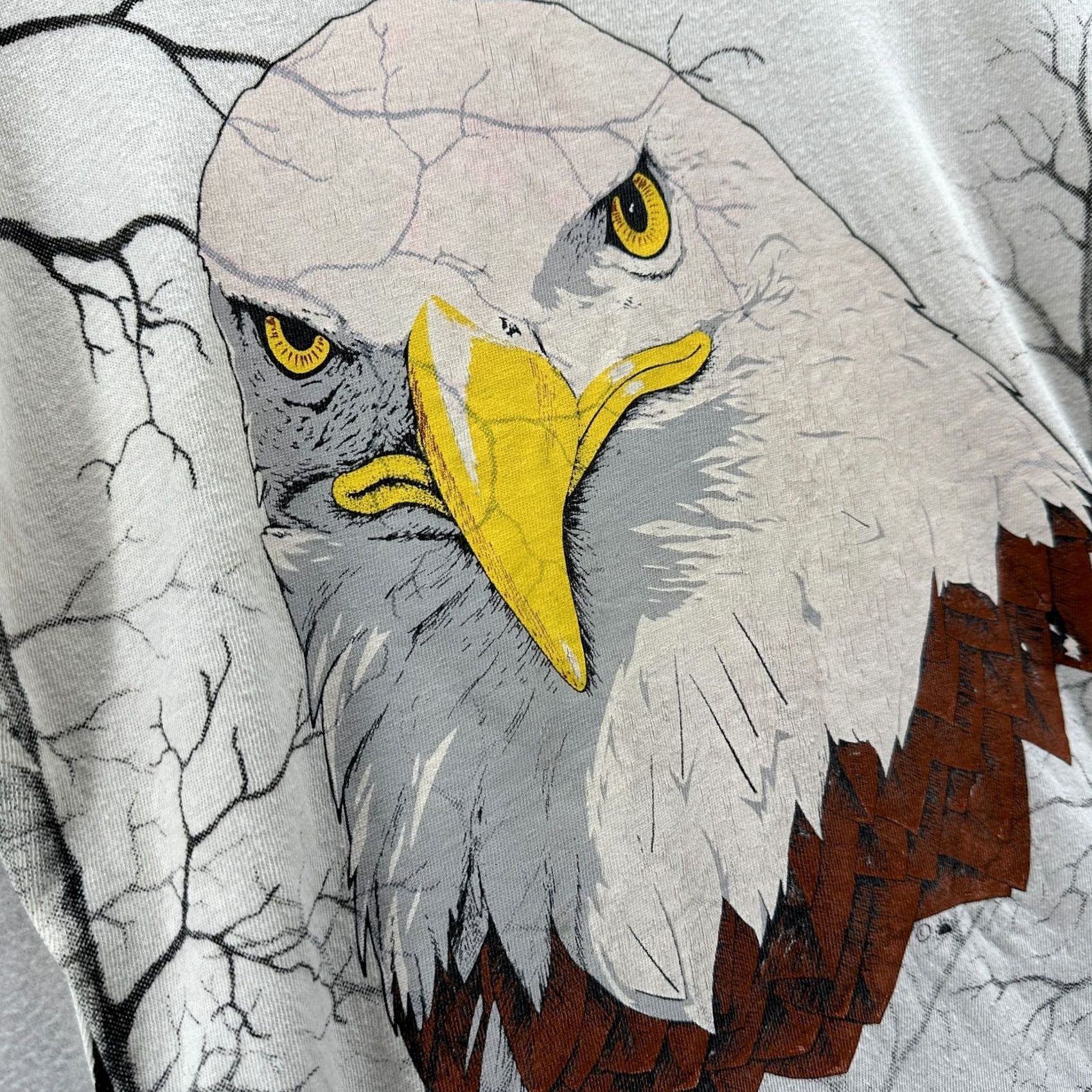 Vintage VINTAGE California Solar T Shirt Bald Eagle All Over Print White Men's Medium Shirt Men White Bald Eagle Print Short Sleeve Crew Neck Easy Care Size US M / EU 48-50 / 2 - 3 Thumbnail