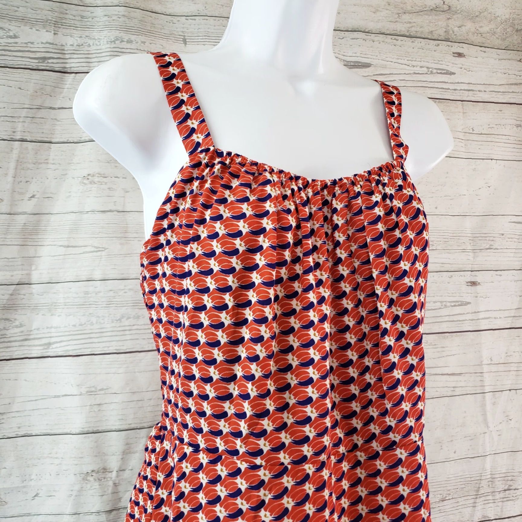 Vintage CAbi 778 Womens Tank Sleeveless Sz 6 Red Blue Dream Day Peplum Printed Geometric Size M / US 6-8 / IT 42-44 - 2 Thumbnail