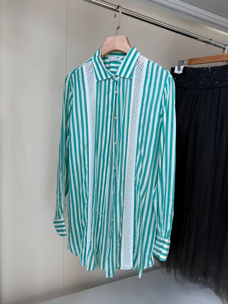 Loro Piana Loro Piana Silk Striped Long Sleeve Shirt Size US L / EU 52-54 / 3 - 1 Thumbnail