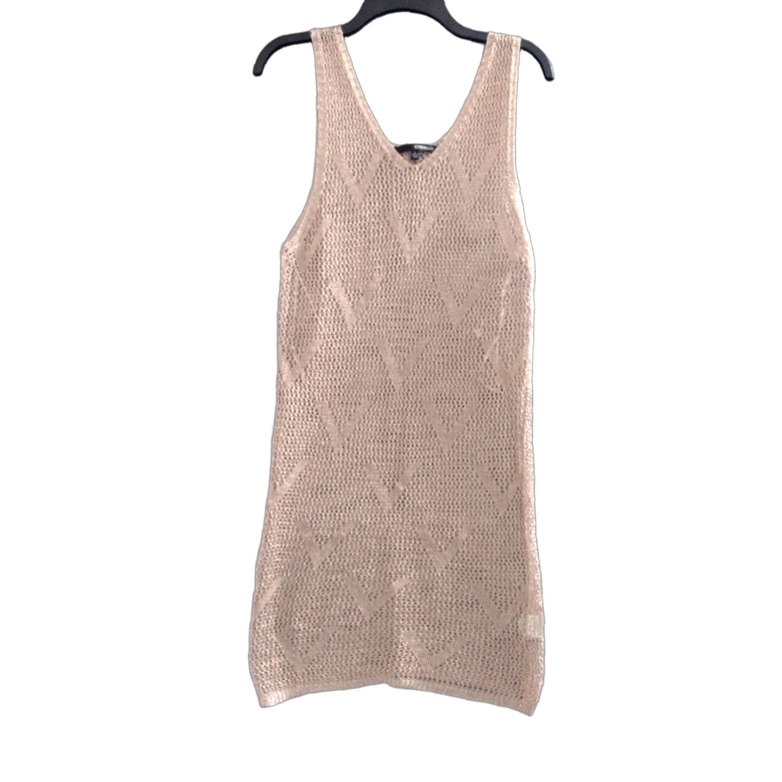 Vintage Codigo Crochet Short Knit Dress Rose Gold L Women Sleeveless V-Neck Size 36" / US 14 / IT 50 - 1 Thumbnail
