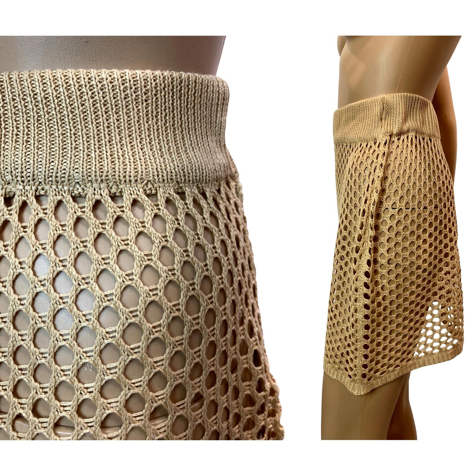 Other NWOT Cupshe Crochet / Open Knit Skirt | Tan Camel Beige | S Size 27" / US 4 / IT 40 - 5 Thumbnail