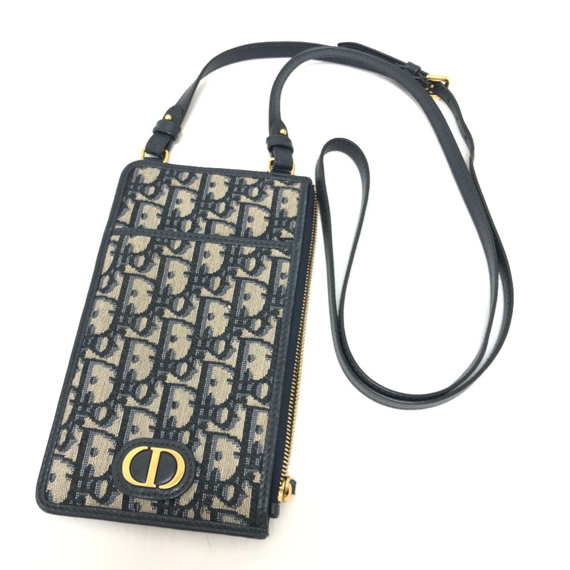 Dior CHRISTIAN DIOR Phone Case Wallet Crossbody Shoulder Bag Shoulder Bag Navy GoldHardware Size ONE SIZE - 1 Thumbnail