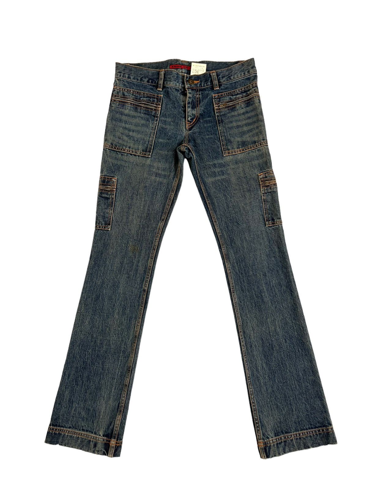 Vintage EDGE ON ALL Japan 6 Zipper Pockets Denim Slim Flare Jeans Size US 29 - 1 Thumbnail