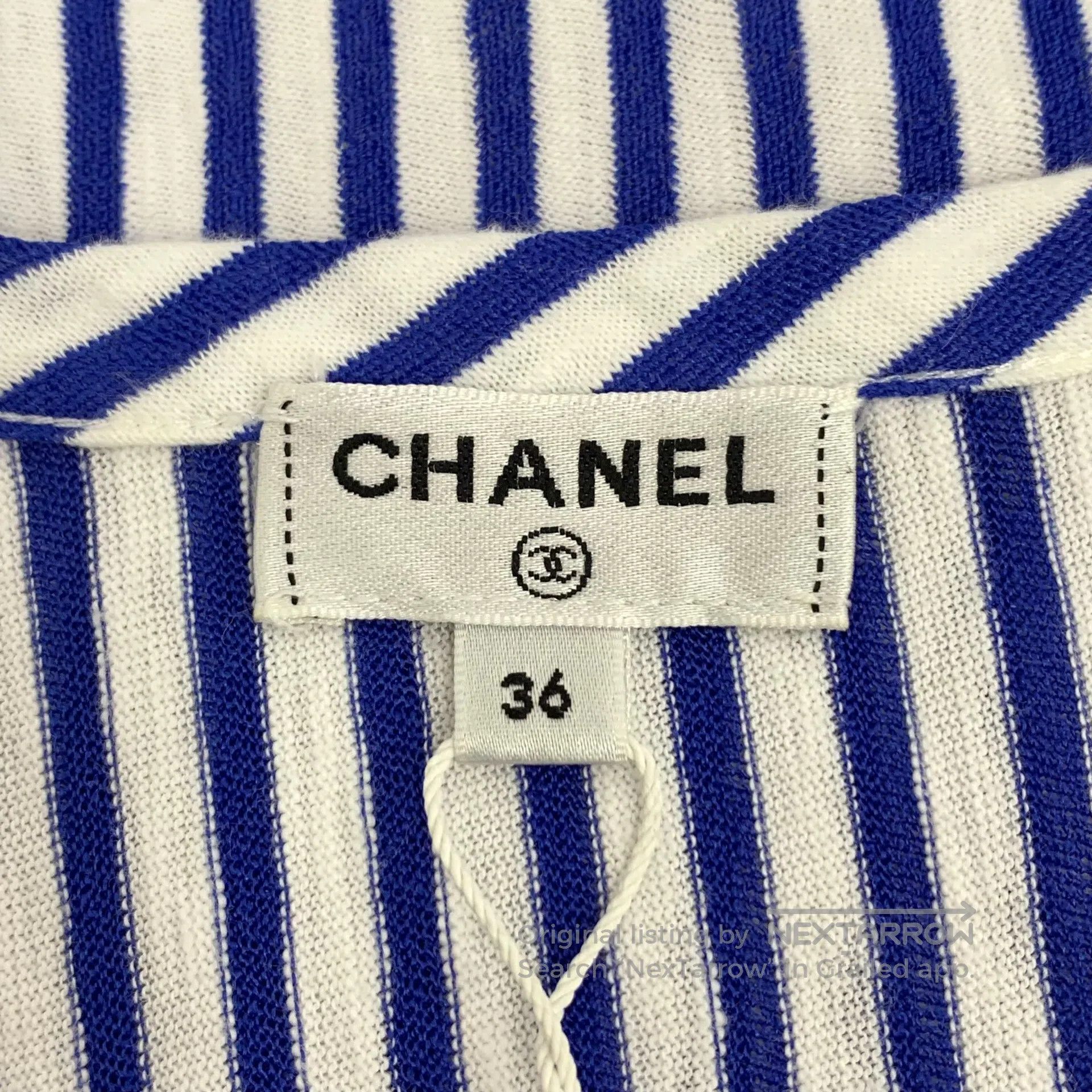 Chanel Chanel Blue Striped Cotton Crew Neck Short Sleeve Dress| Size XS / US 0-2 / IT 36-38 - 5 Thumbnail