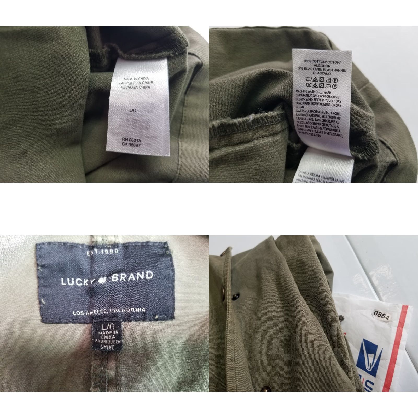 Lucky Brand Lucky Brand jacket Womens Large Hooded Army Green Full Zip Casual Weather Outdoor Size L / US 10 / IT 46 - 9 Thumbnail