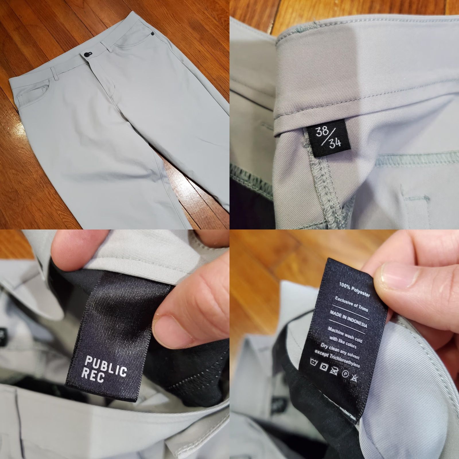 Vintage Public Rec Pants Mens 38x34 Gray Lightweight Chino 5 Pocket Travel Casual Tech Shirt Size US 38 / EU 54 - 8 Thumbnail