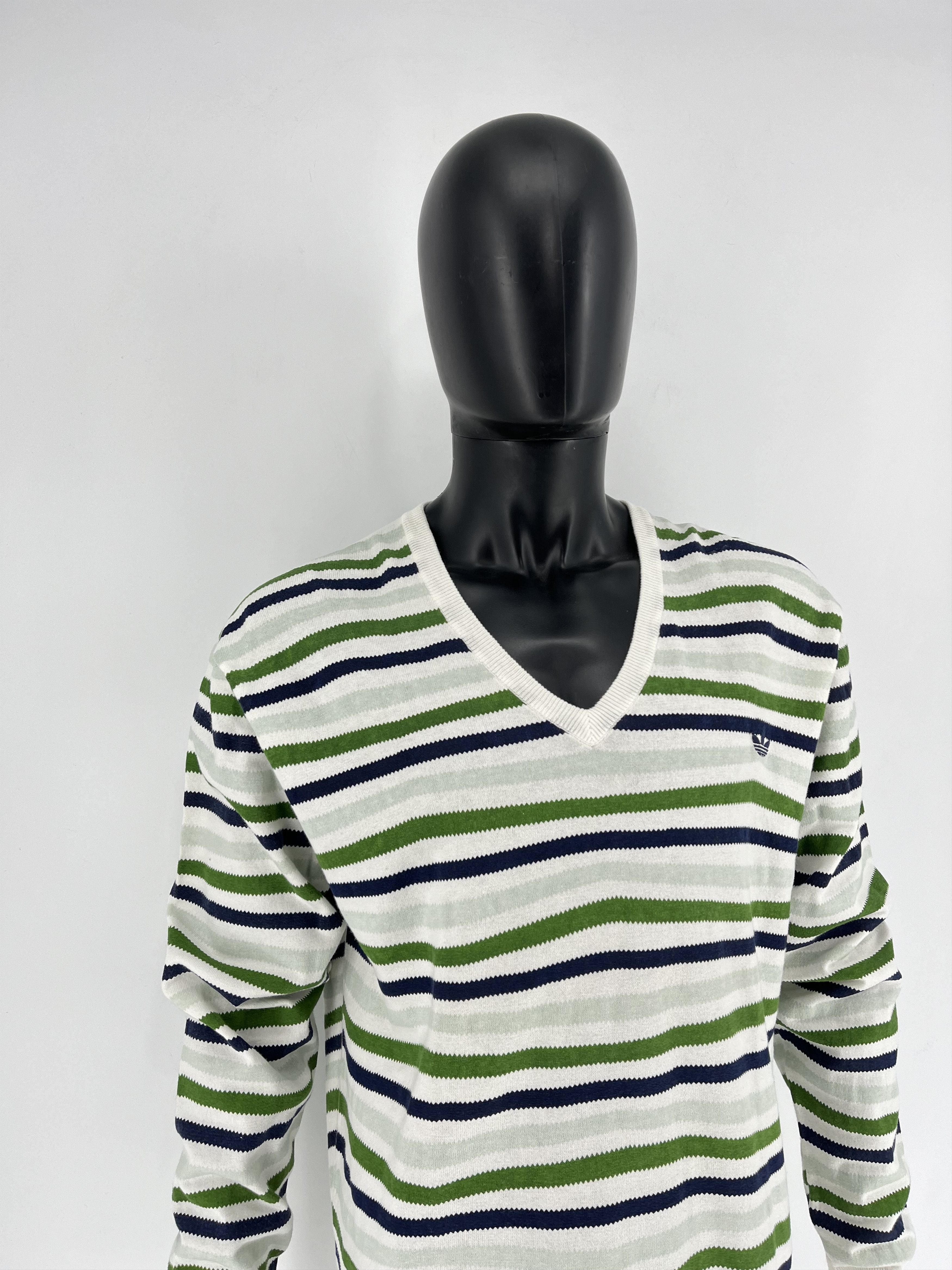 Adidas Vintage Y2K Adidas Streetwear Style Striped V-neck Sweater Size US XL / EU 56 / 4 - 3 Thumbnail