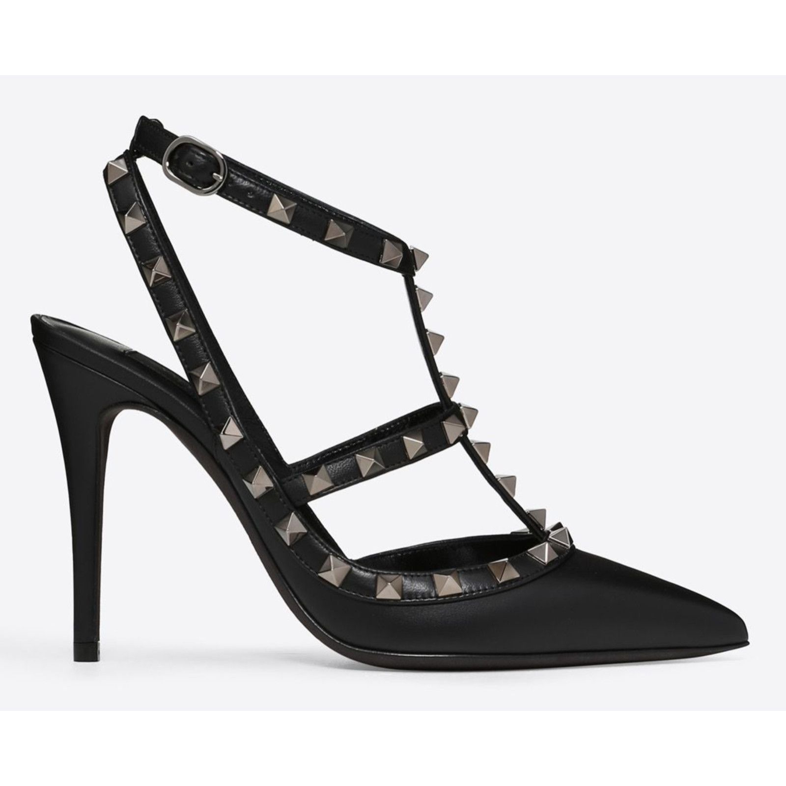 Valentino Rockstud Noir Ankle Strap Pointed Sandal Heel Pump 36.5 Size US 6.5 / IT 36.5 - 3 Thumbnail