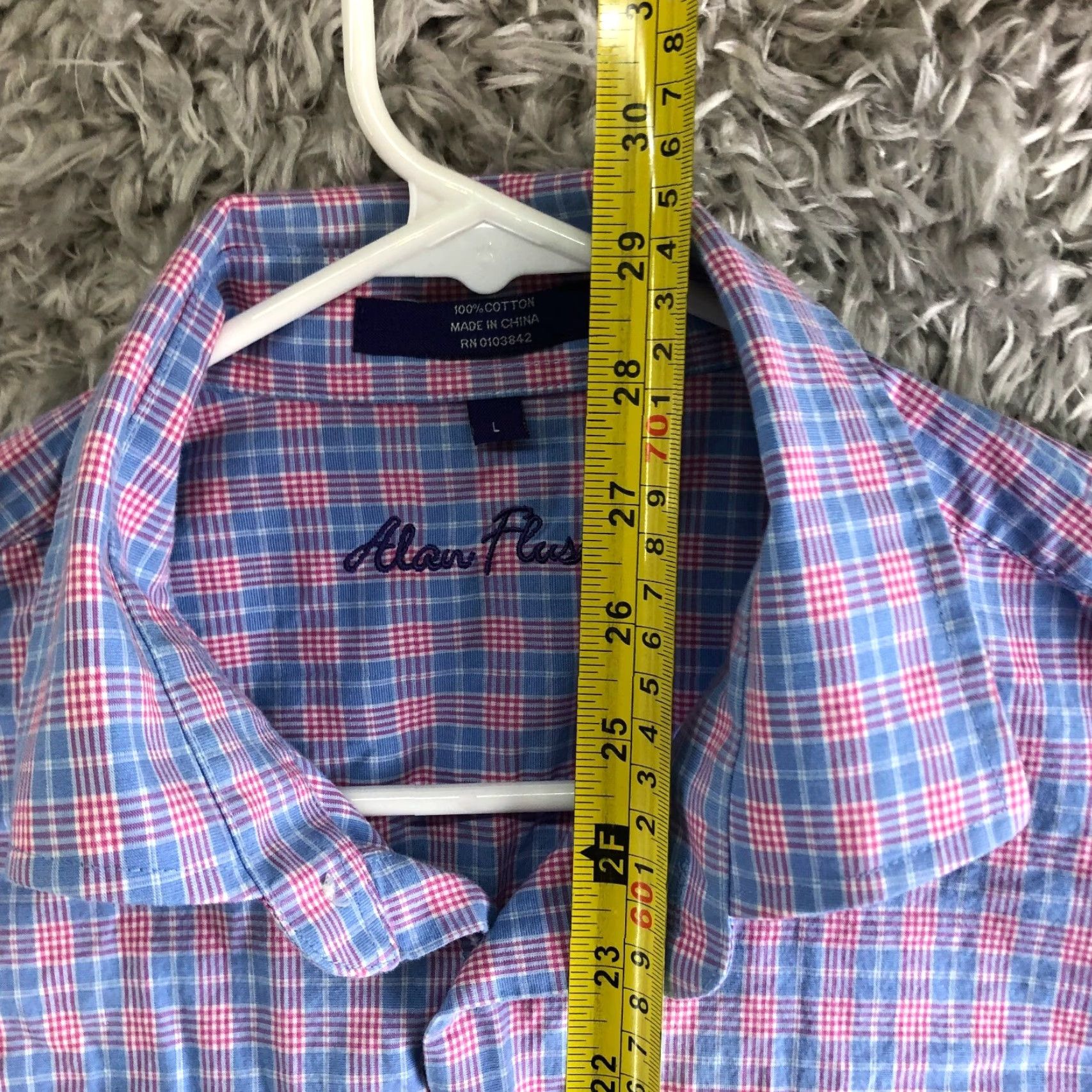 Vintage Alan Flusser Mens Large Long Sleeve Blue Plaid Spread Collar Shirt Size US L / EU 52-54 / 3 - 5 Thumbnail