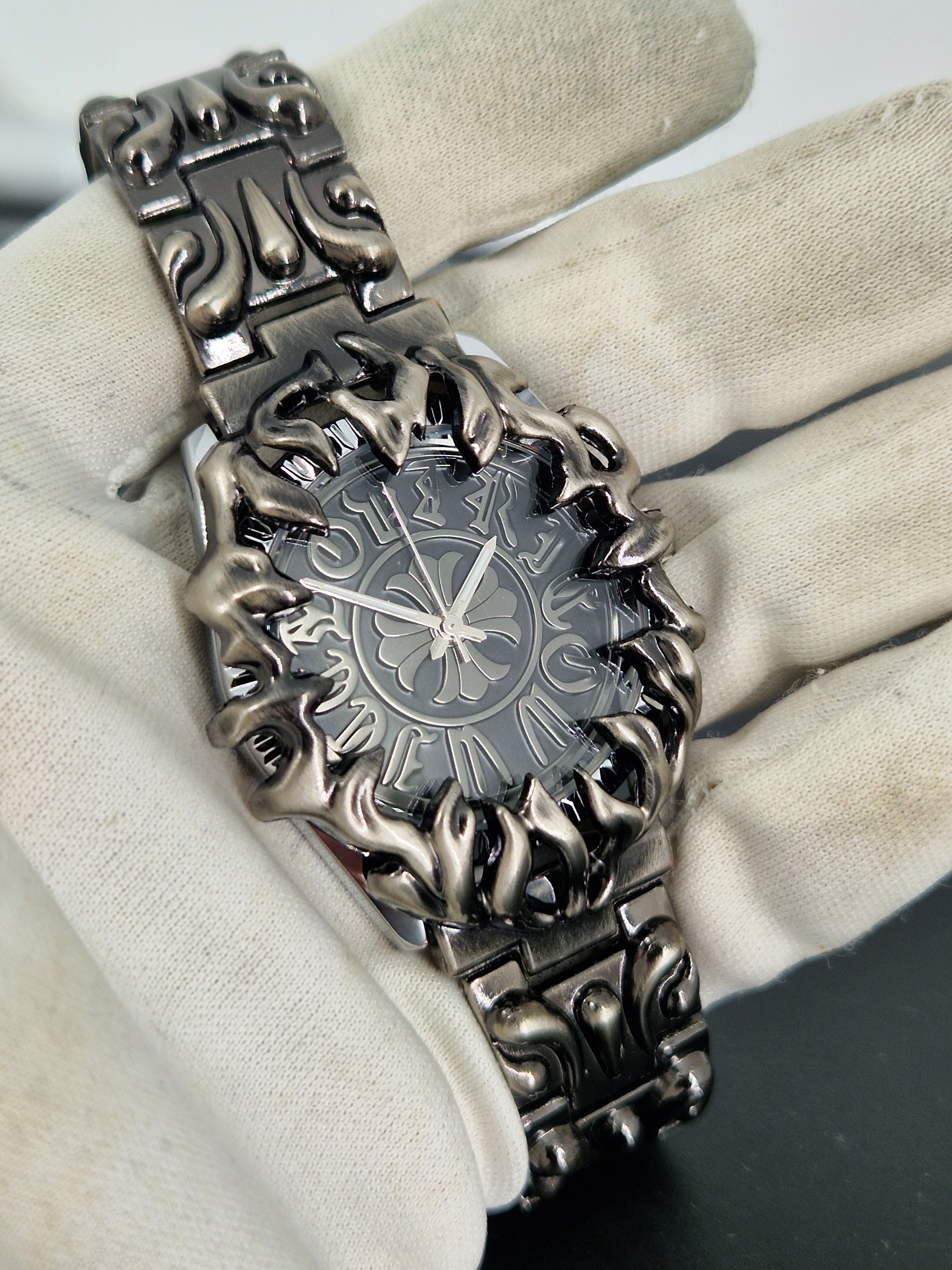 Other Y2K Opium Gothic Metal Chain Watch Flame Bracelet 40mm Size 40 - 5 Thumbnail