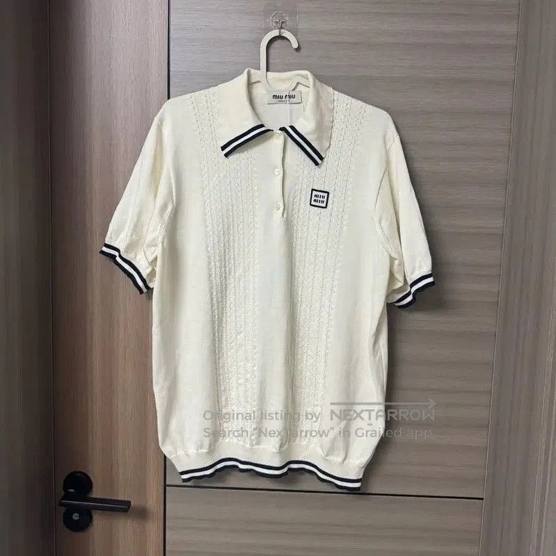 Miu Miu Miu Miu Beige Silk Women's T-Shirt . Size S / US 4 / IT 40 - 1 Thumbnail
