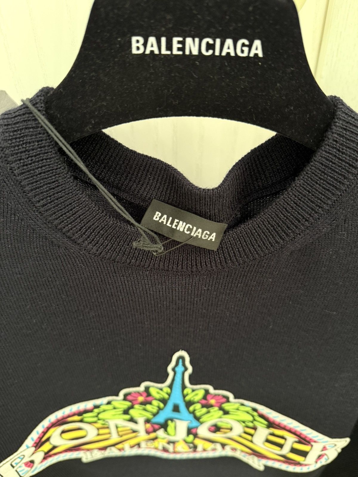 Balenciaga Balenciaga Logo Wool Sweatshirt Navy Blue M RRP 990€ Size US M / EU 48-50 / 2 - 4 Thumbnail