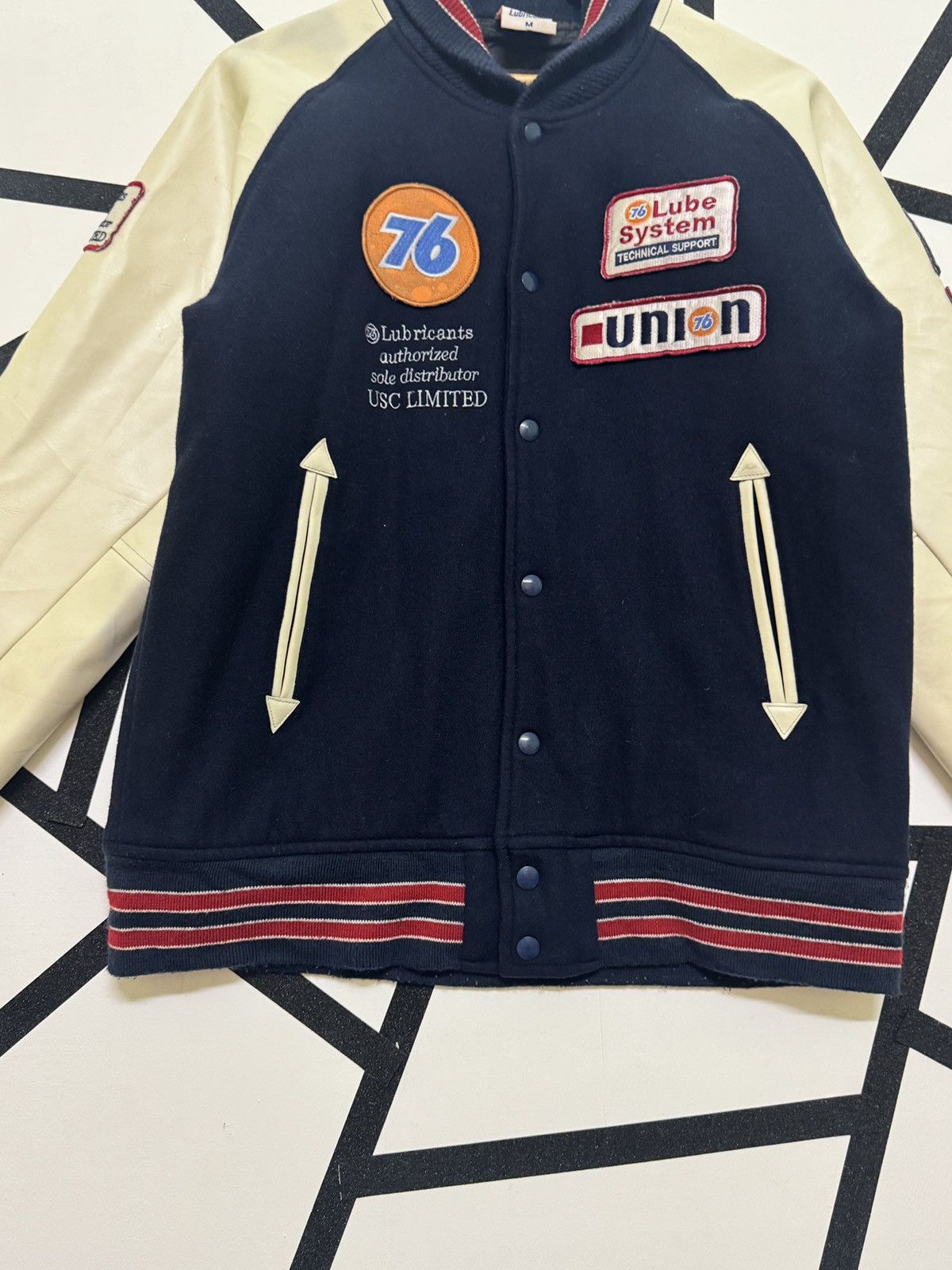 Japanese Brand Vintage 76 Lubricant Sistem Varsity Patches Leather Jackets Size US M / EU 48-50 / 2 - 6 Thumbnail