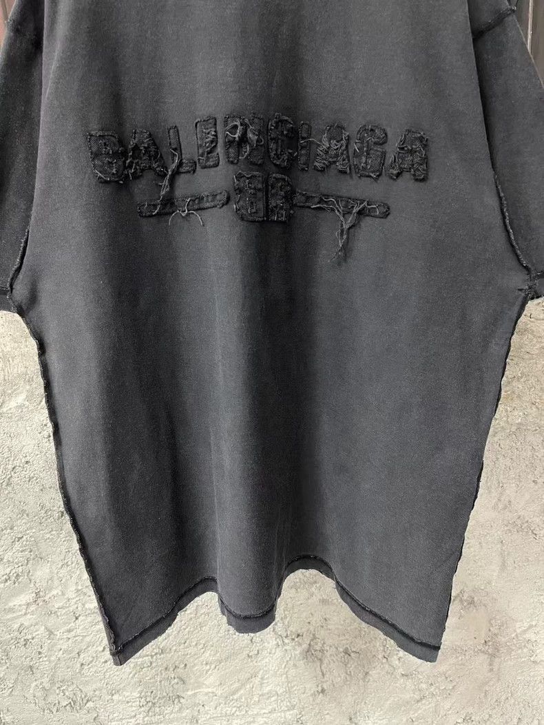Balenciaga Balenciaga Black Distressed Short Sleeve TShirt-2505 Size US XS / EU 42 / 0 - 4 Thumbnail