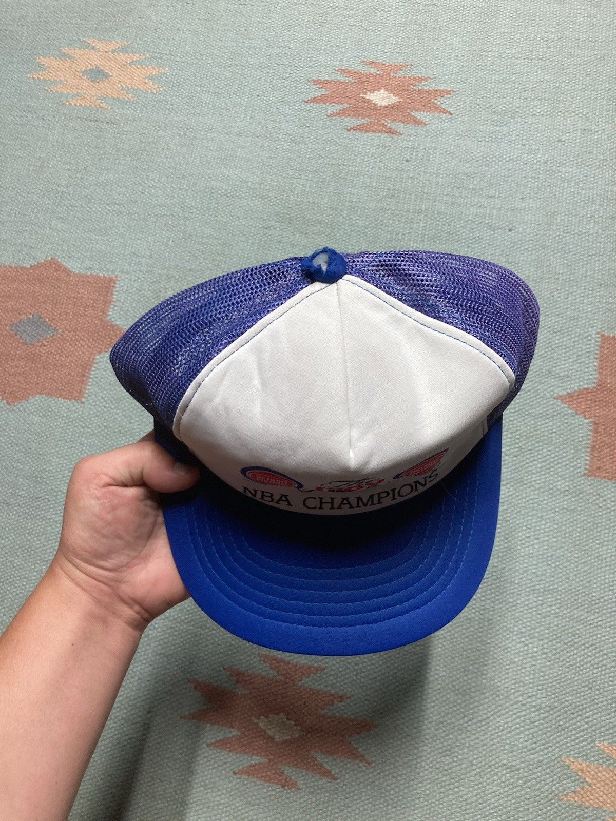 Vintage Vtg 80s trucker hat Detroit pistons 1989 champs bad boys NBA Size ONE SIZE - 3 Thumbnail