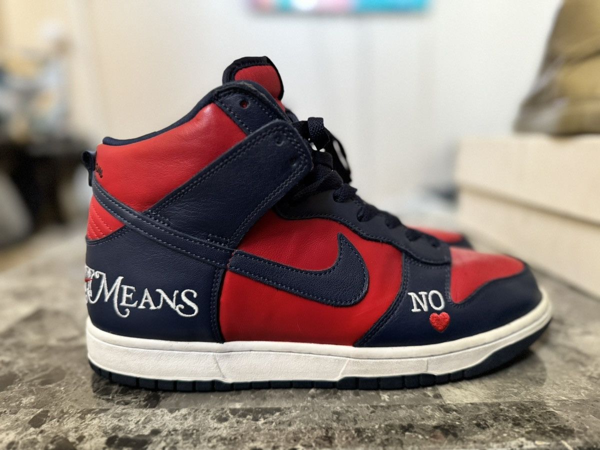 Nike × Supreme Supreme X Nike Dunk High SB “By any means” Size US 10 / EU 43 - 2 Thumbnail