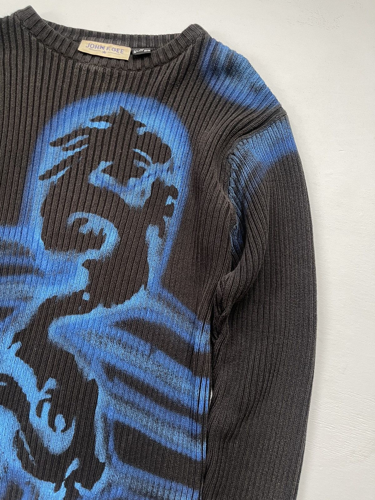 Japanese Brand Faded Dirty Y2K Dragon Japan Style Thrashed Ribbed Sweater Size US M / EU 48-50 / 2 - 8 Thumbnail