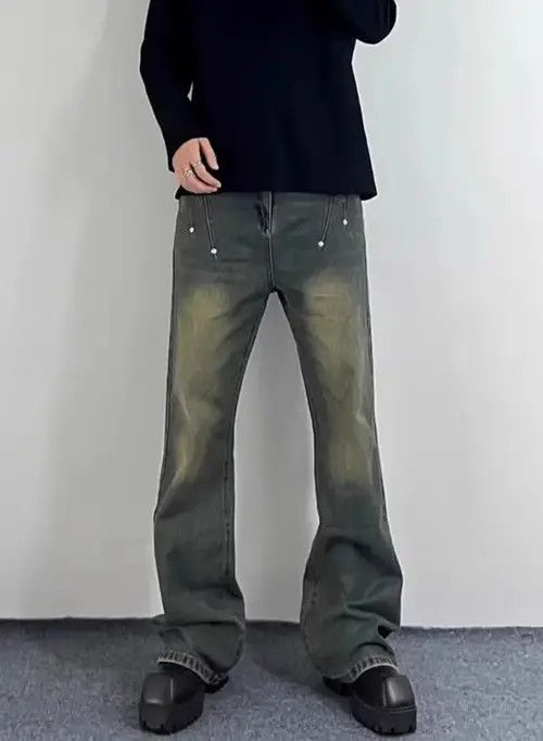 Japanese Brand × Jean Vintage distressed studded wide-leg jeans Size US 32 / EU 48 - 4 Thumbnail