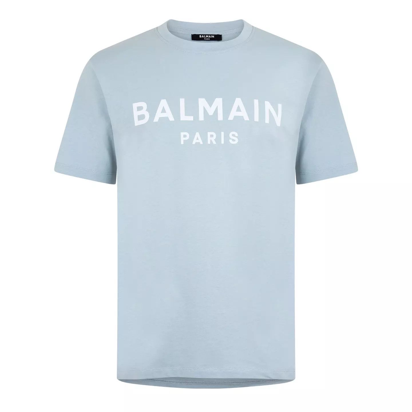Balmain o1g2r1mq0426 Paris Print Logo Cotton T-Shirt in Blue Size US XL / EU 56 / 4 - 1 Thumbnail