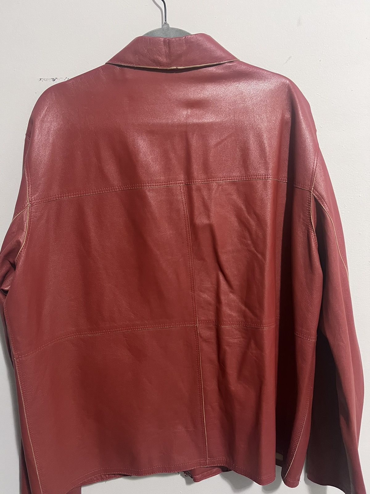 Vintage Vintage La Matta Double Zip Red Leather Jacket Size US M / EU 48-50 / 2 - 2 Thumbnail