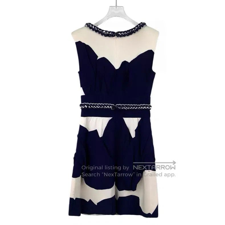 Chanel Chanel Blue and white color-blocked lace pleated design mu Size XXS / US 00 / IT 34 - 2 Thumbnail