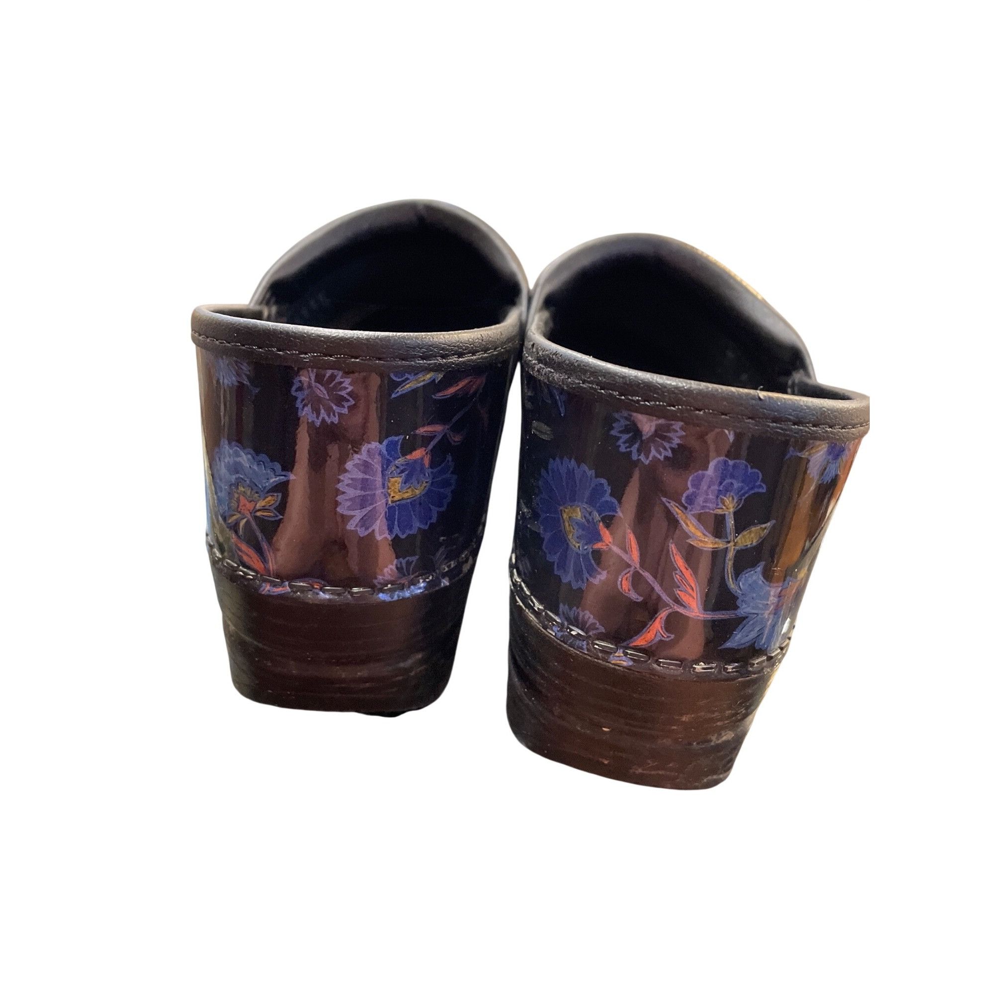 Dansko Dansko wms black blue floral leather nursing mules clogs sz Size US 7.5 / IT 37.5 - 14 Thumbnail