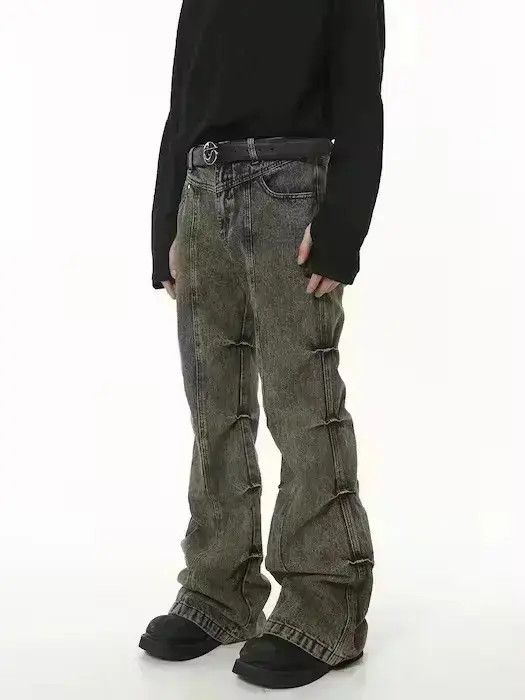 Japanese Brand Grunge Stack Washed Gray Denim Jeans Size US 32 / EU 48 - 1 Thumbnail