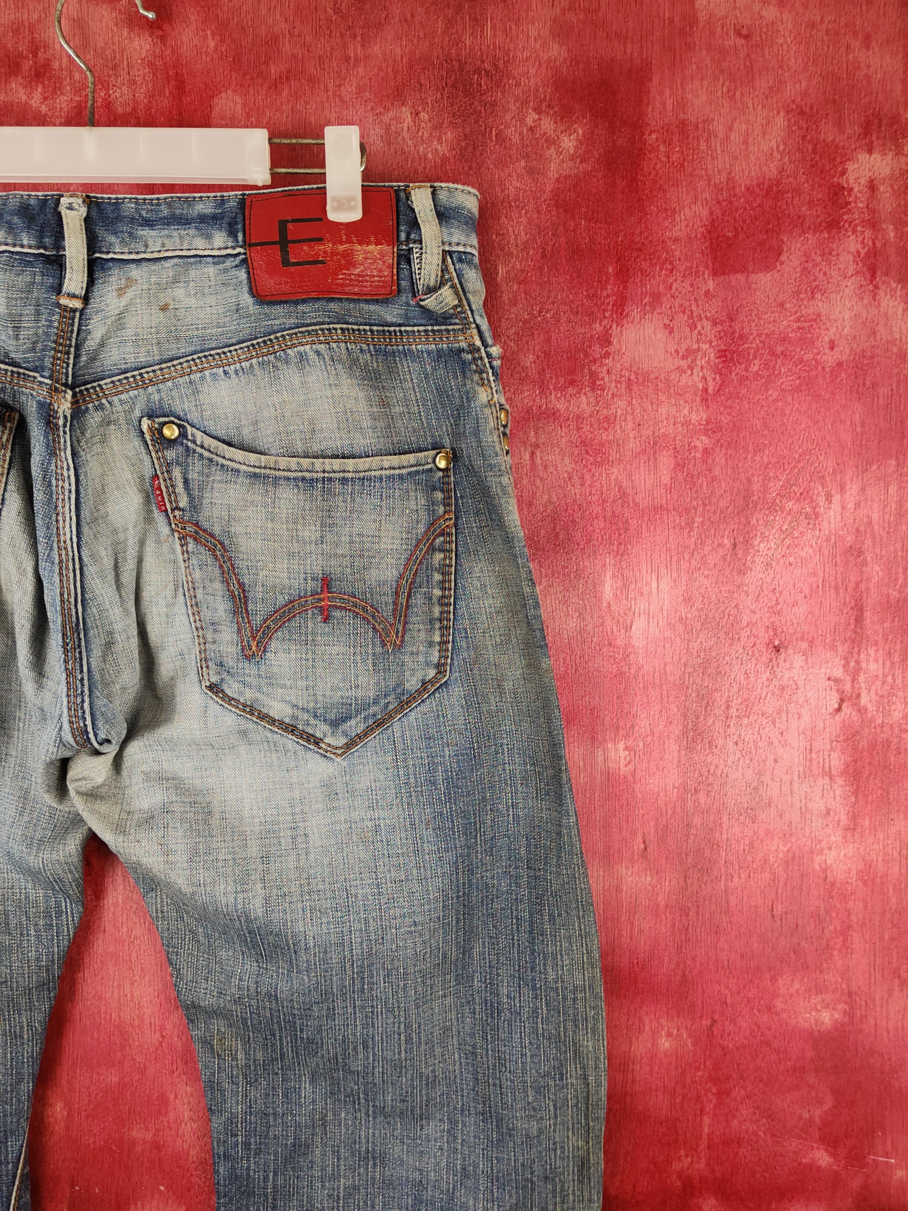Edwin Edwin E Function Blue Faded Distressed Ripped Jeans #S1681 Size US 33 - 12 Thumbnail