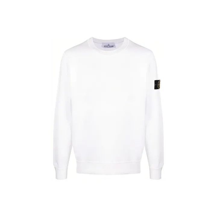 Stone Island White Long Sleeve Crew Sweatshirt