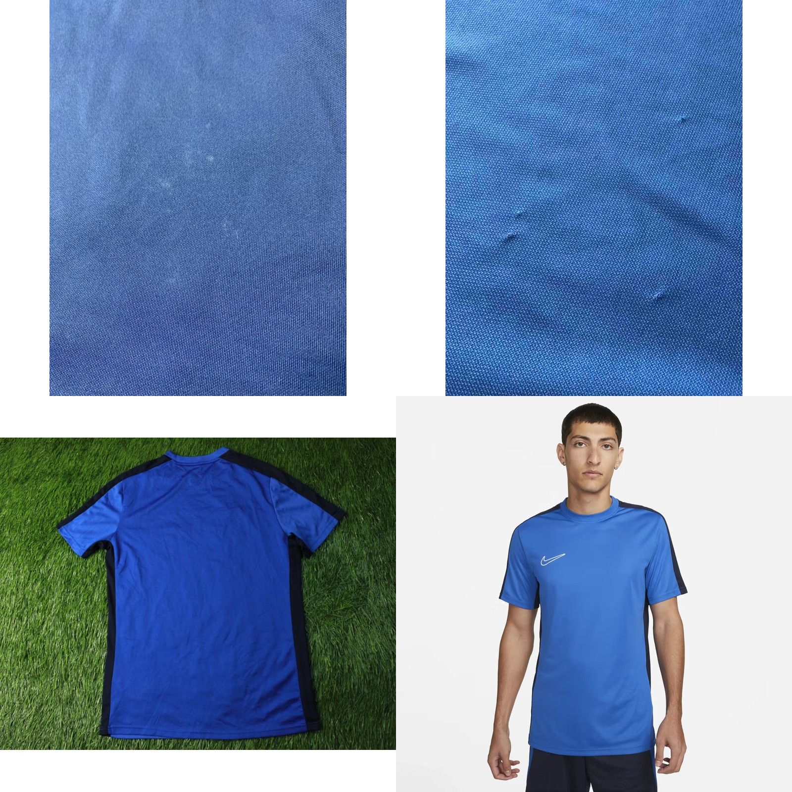 Nike NIKE ACADEMY DRI-FIT ORIGINAL 2023 MEN SHIRT JERSEY TEE SIZE L BLUE AND BLACK Football Slim Short Sleeve Crew NeckMens Size US L / EU 52-54 / 3 - 8 Thumbnail