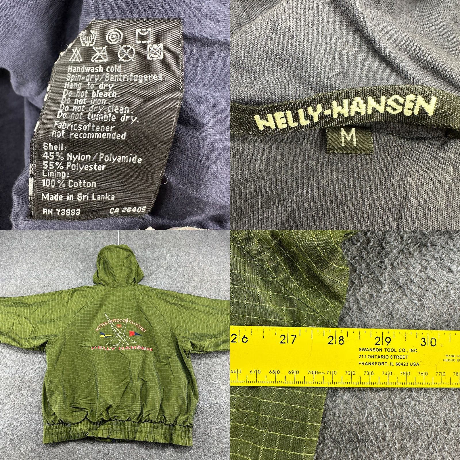 Helly Hansen VINTAGE Helly Hansen Jacket Mens M Green Hooded Sailing Nylon Ripstop Baggy 90s Size US M / EU 48-50 / 2 - 8 Thumbnail