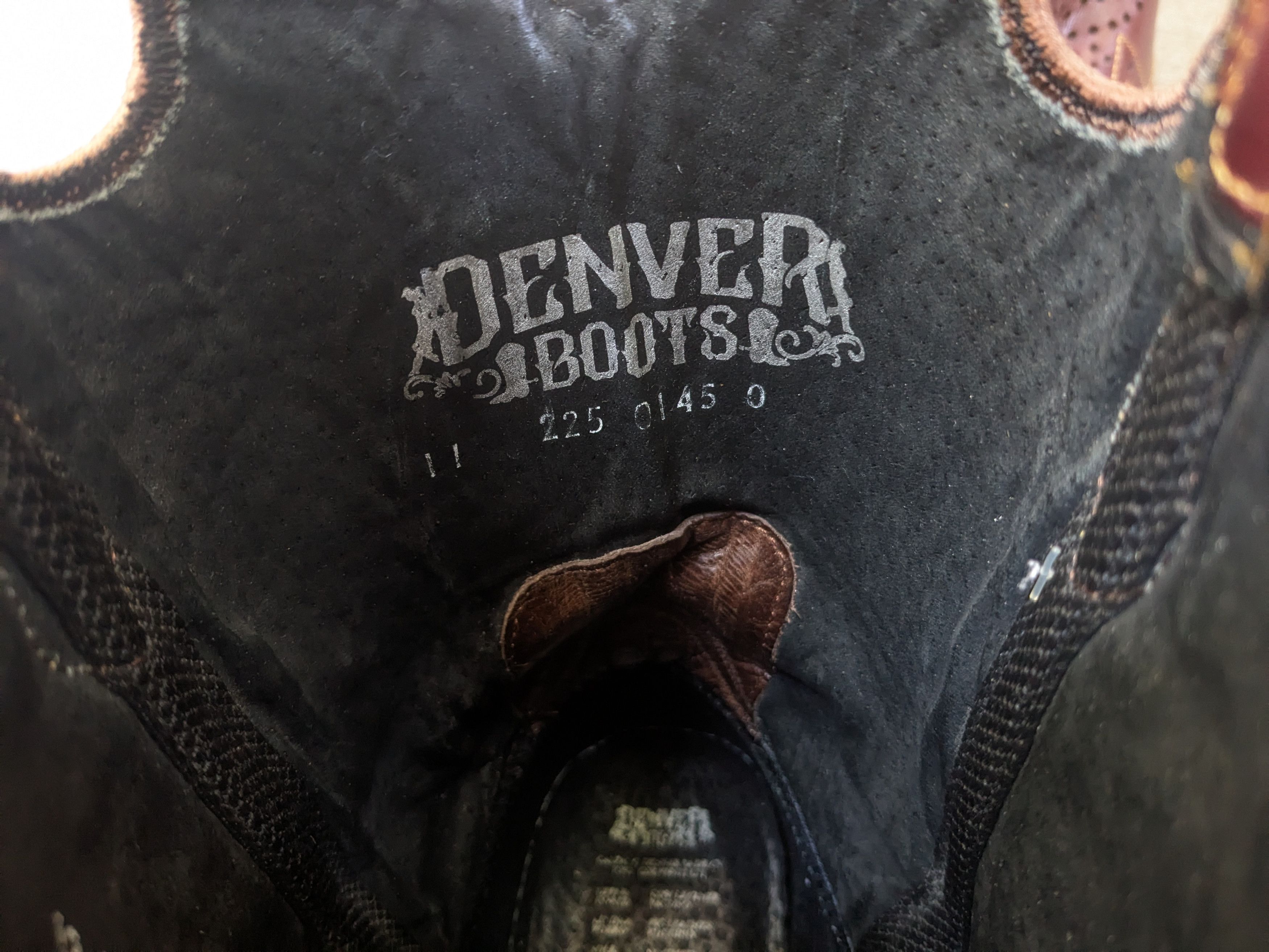 Genuine Leather Denver Cowboy Boots Brown Leather Black 11 Square Toe Rubber Size US 11 / EU 44 - 3 Thumbnail