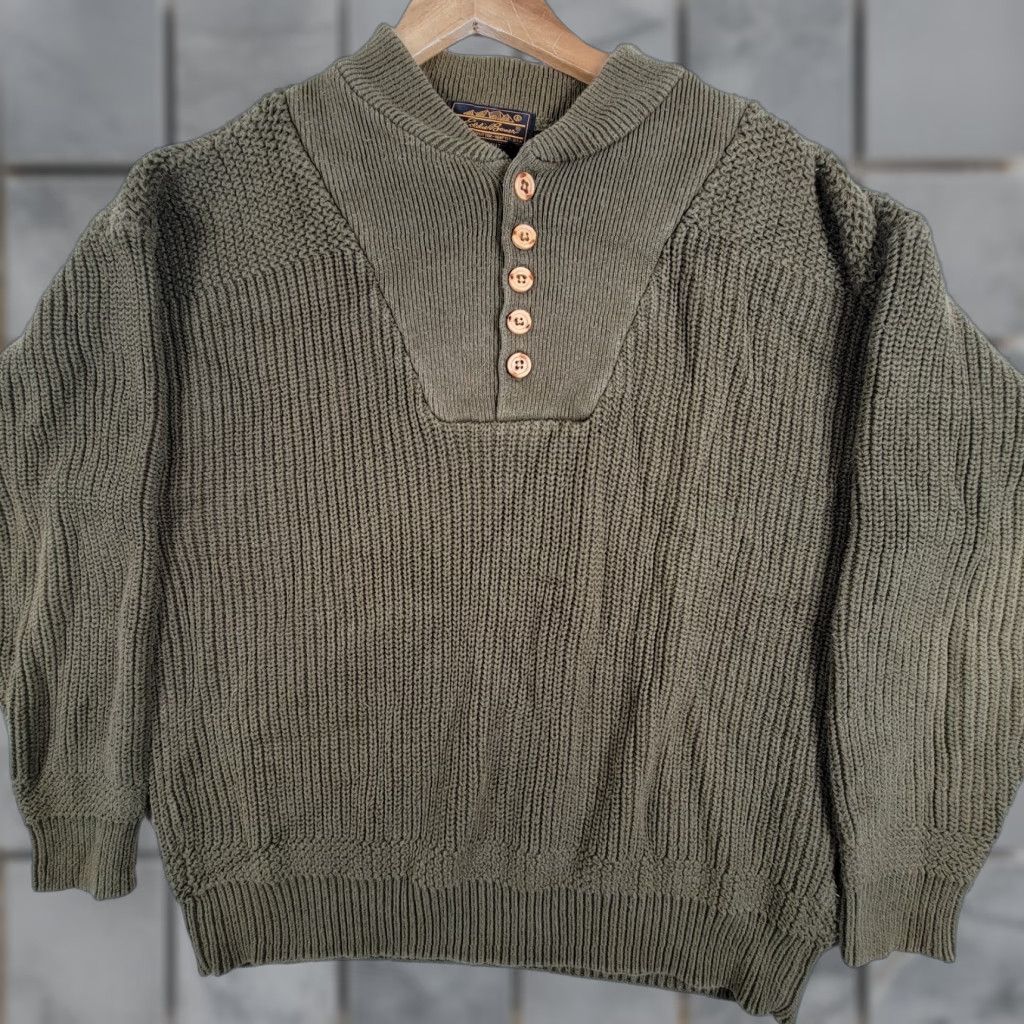 Eddie Bauer VINTAGE Eddie Bauer Fisherman Sweater Men M Green Cable-Knit Pullover 90s Size US M / EU 48-50 / 2 - 1 Thumbnail