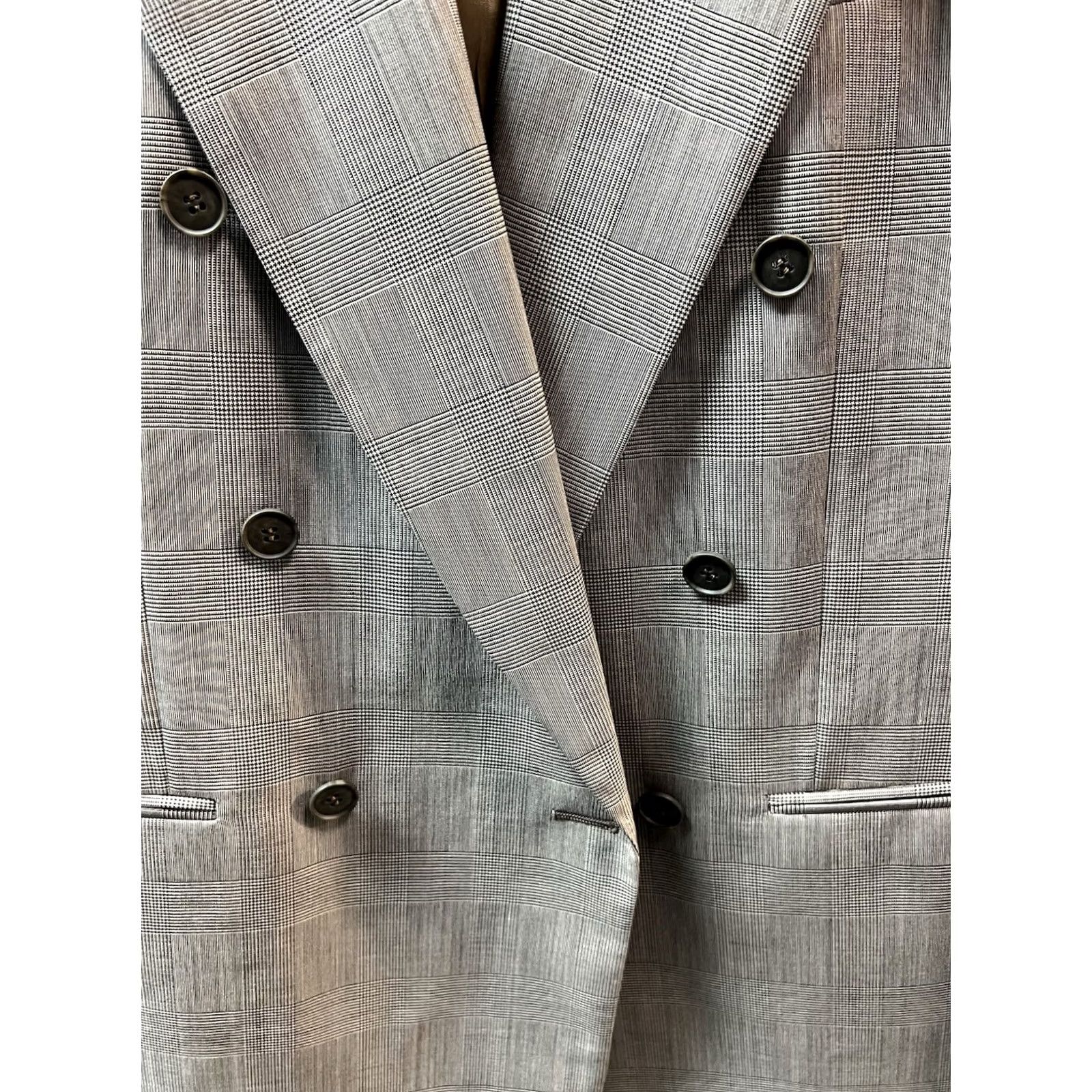 Yves Saint Laurent VINTAGE Yves Saint Laurent Blazer Wool Houndstooth Brown XL Mens Size 46R - 4 Thumbnail