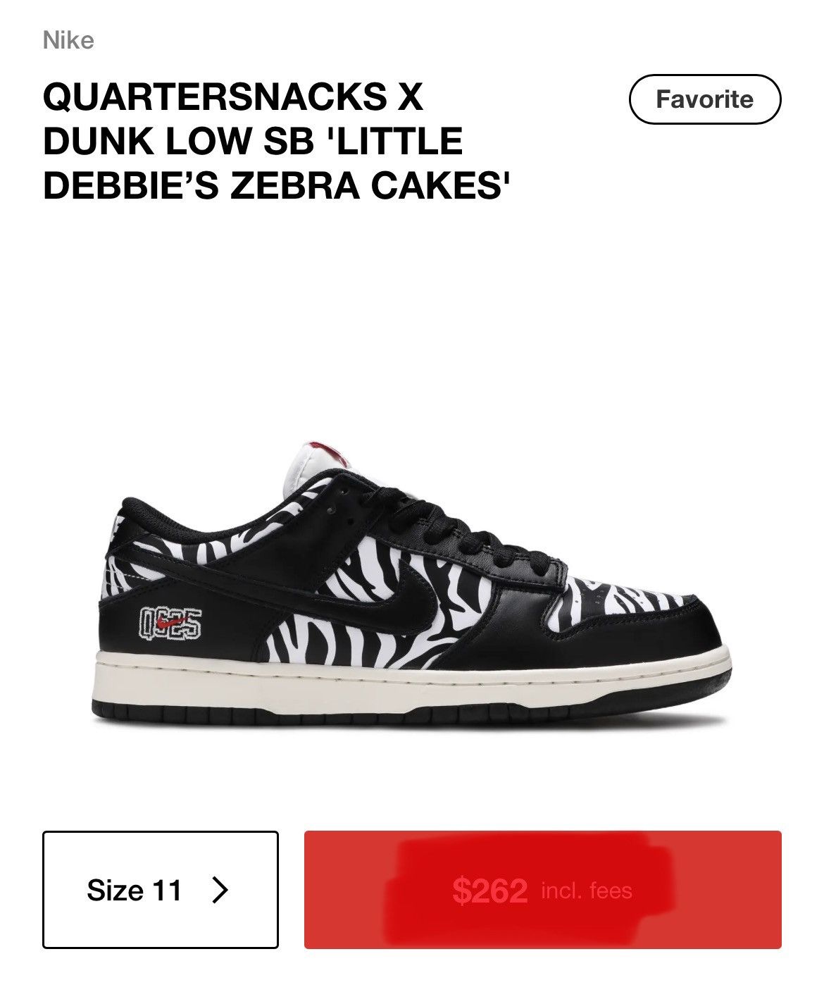Nike SB Quartersnacks Nike SB Dunk Low 'Little Debbie's Zebra Cakes' Size US 11 / EU 44 - 1 Thumbnail