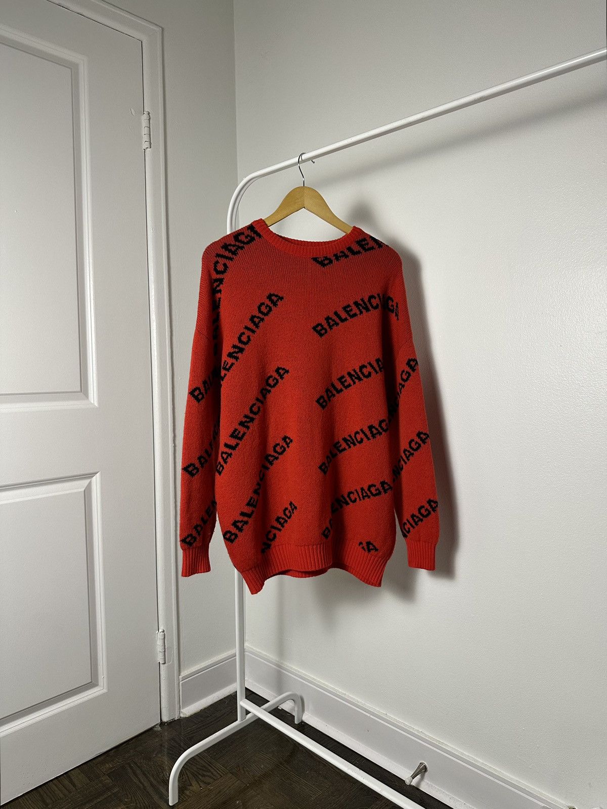 Balenciaga Jacquard Allover Logo Sweater