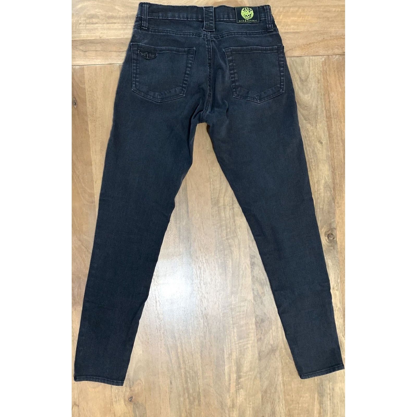 Vintage VINTAGE Rock & Republic Jeans 6 Womens 26x27 Black Mid Rise Skinny Rock Zipper Pockets Size 26" / US 2 / IT 38 - 2 Thumbnail