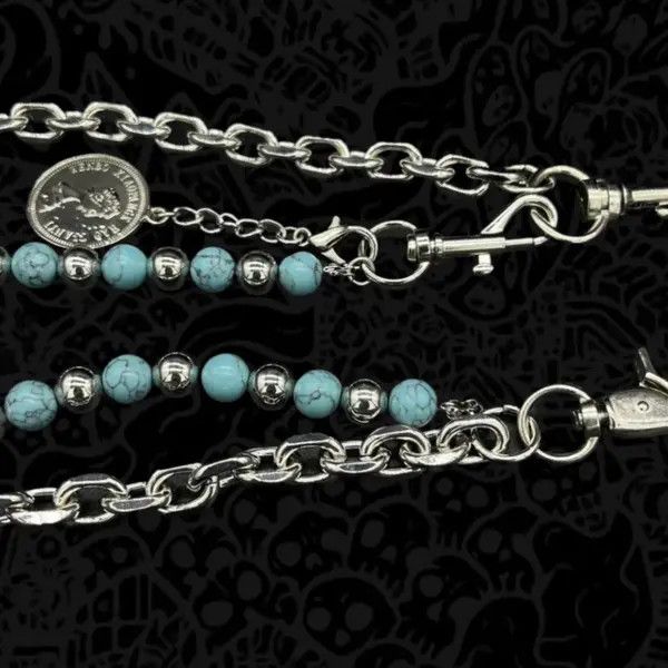 Jewelry Turquoise Beaded Wallet Chain, Pants Chain Size ONE SIZE - 8 Thumbnail