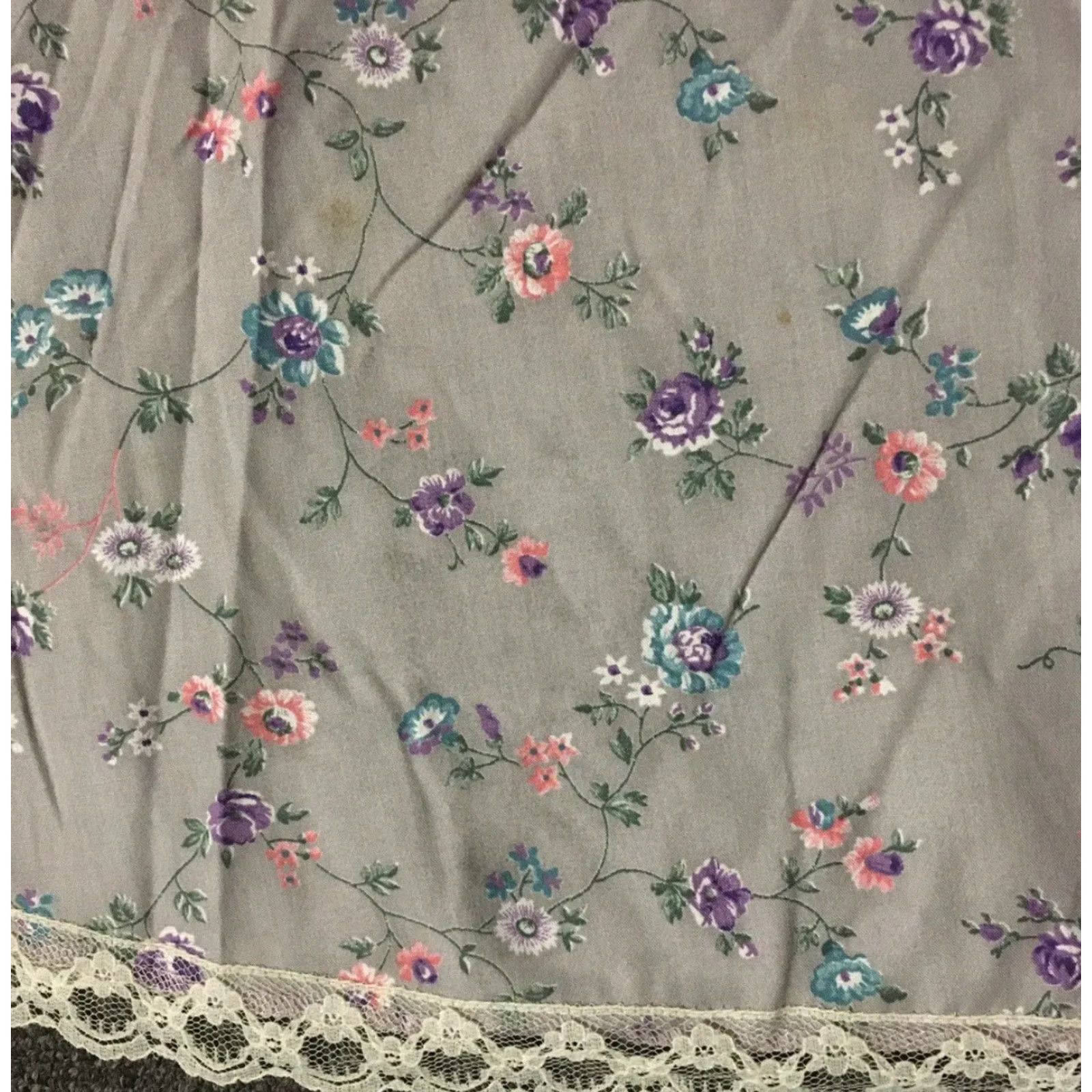 Folk VINTAGE Floral Prairie Dress 7 Purple Boho Lace Cottagecore Country Hippie Folk 70s Size M / US 6-8 / IT 42-44 - 2 Thumbnail