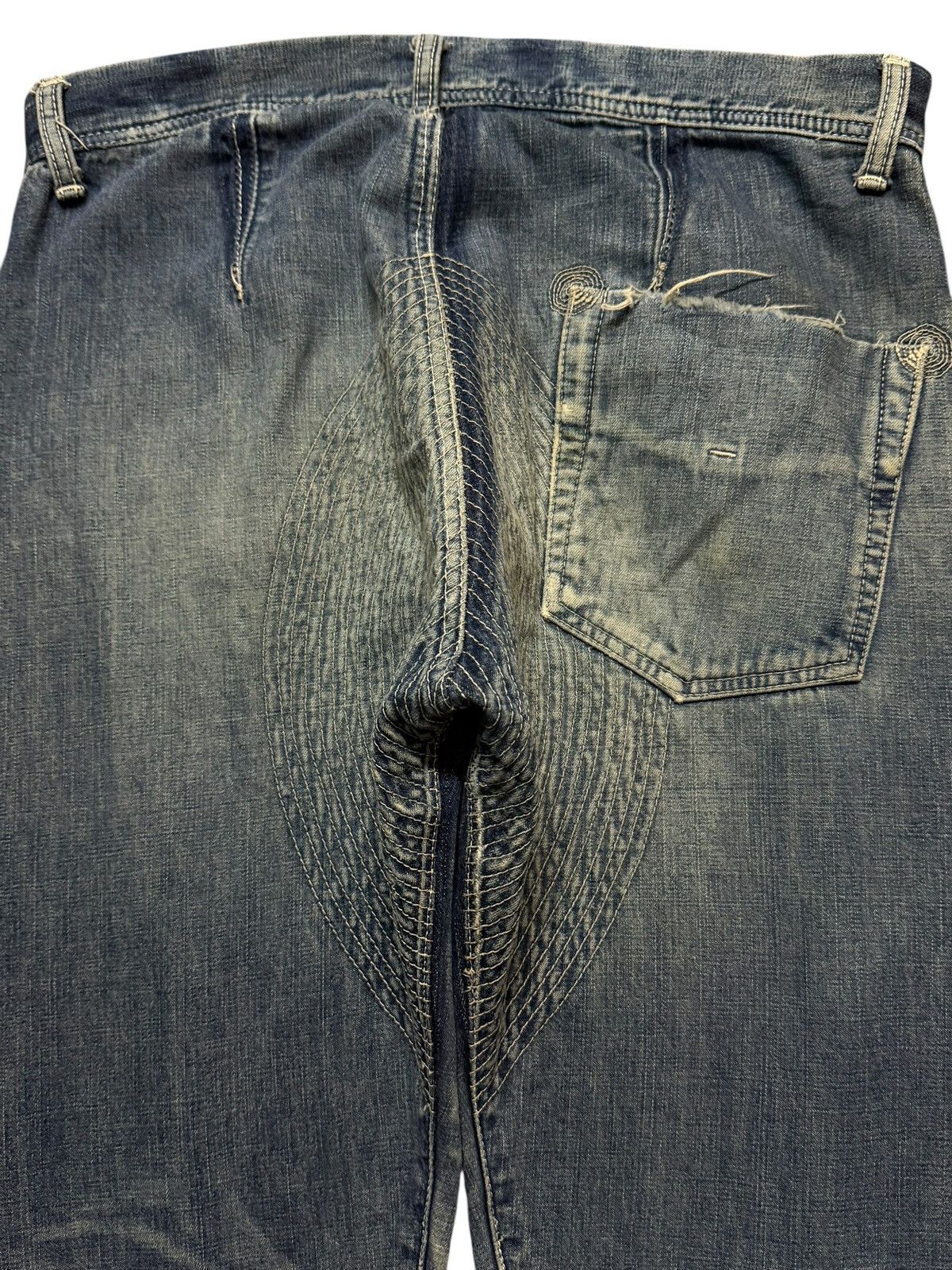 Norbit Vintage 90s Japan Norbit Blue Faded Wash Distressed Wide Leg Size US 31 - 4 Thumbnail
