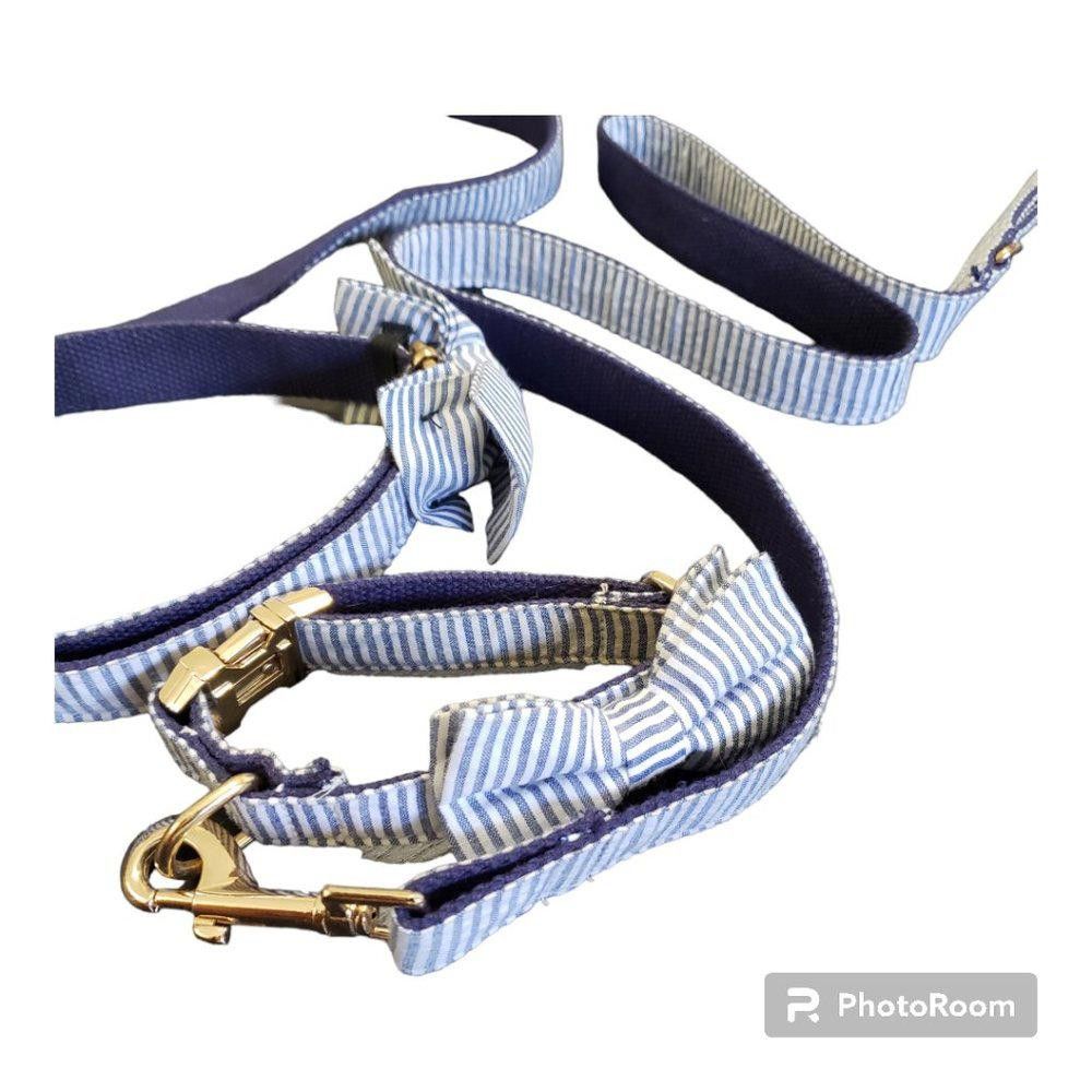 Designer Blue, white, Gold Tone Dog Leash Size ONE SIZE - 1 Thumbnail