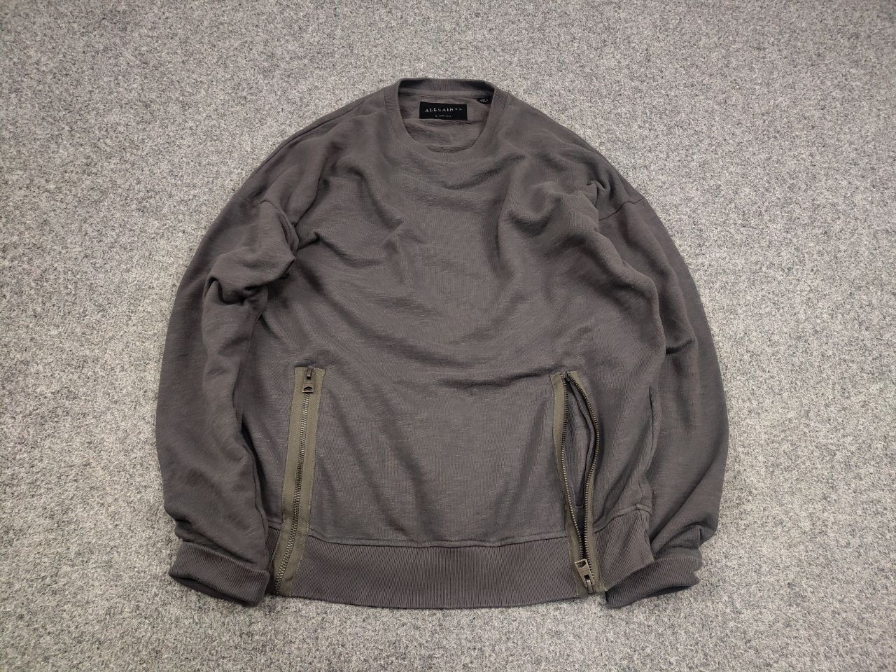 Allsaints Allsaints Rider CrewChek Military Zip Pocket Gray Sweatshirt Size US S / EU 44-46 / 1 - 2 Thumbnail